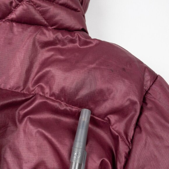 Patagonia Hi-Loft Down Sweater Hoody Jacket Girl's Large 12 Youth Burgundy 68212 - Picture 15 of 16